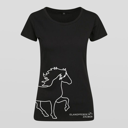 Damen-Shirt Isländer groß - Slim Fit Rundhalsausschnitt - schwarz