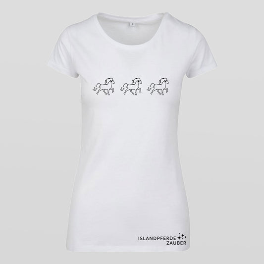 Damen-Shirt 3 Isländer - Slim Fit Rundhalsausschnitt - weiß